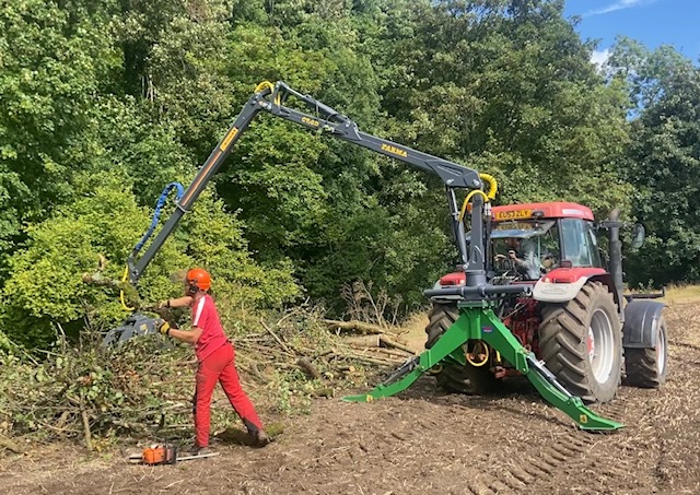 tree work using a tractor